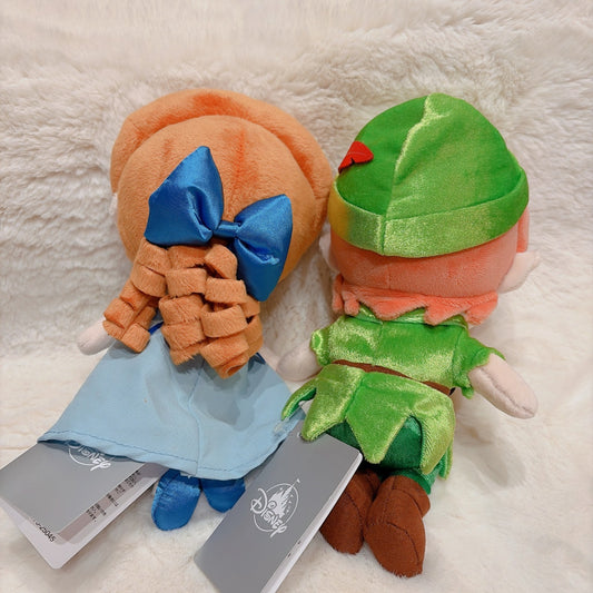 '+Japan Tokyo Disney Store TINY PRINCESS Peter Pan Wendy Plush Toy Set of 2