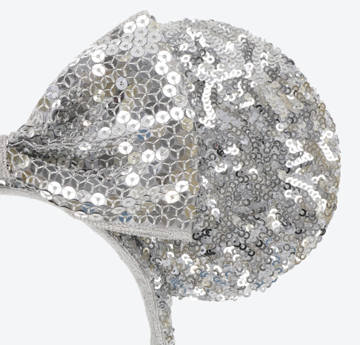 Japan Tokyo Disney Resort Ears HeadBand Hat Minnie Silver sequins shine