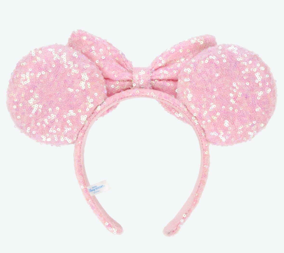 Japan Tokyo Disney Resort Ears HeadBand Hat Cap Spangle Light Pink Ribbon Minnie