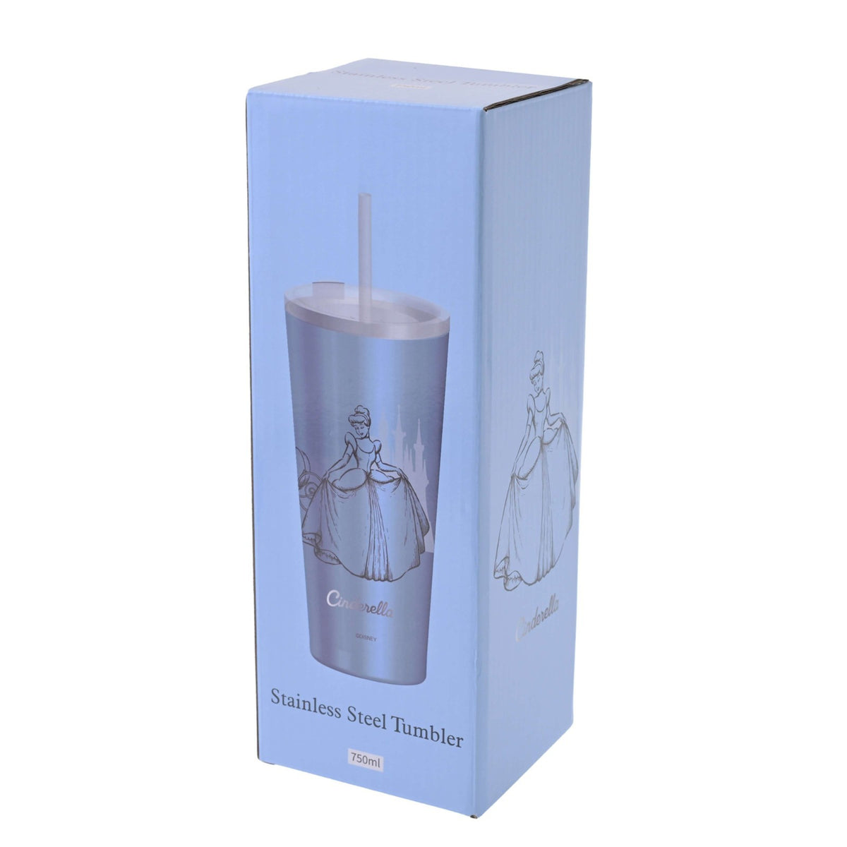 Japan Tokyo Disney Store Cinderella Tumbler Stainless Steel with Straw Drinkware