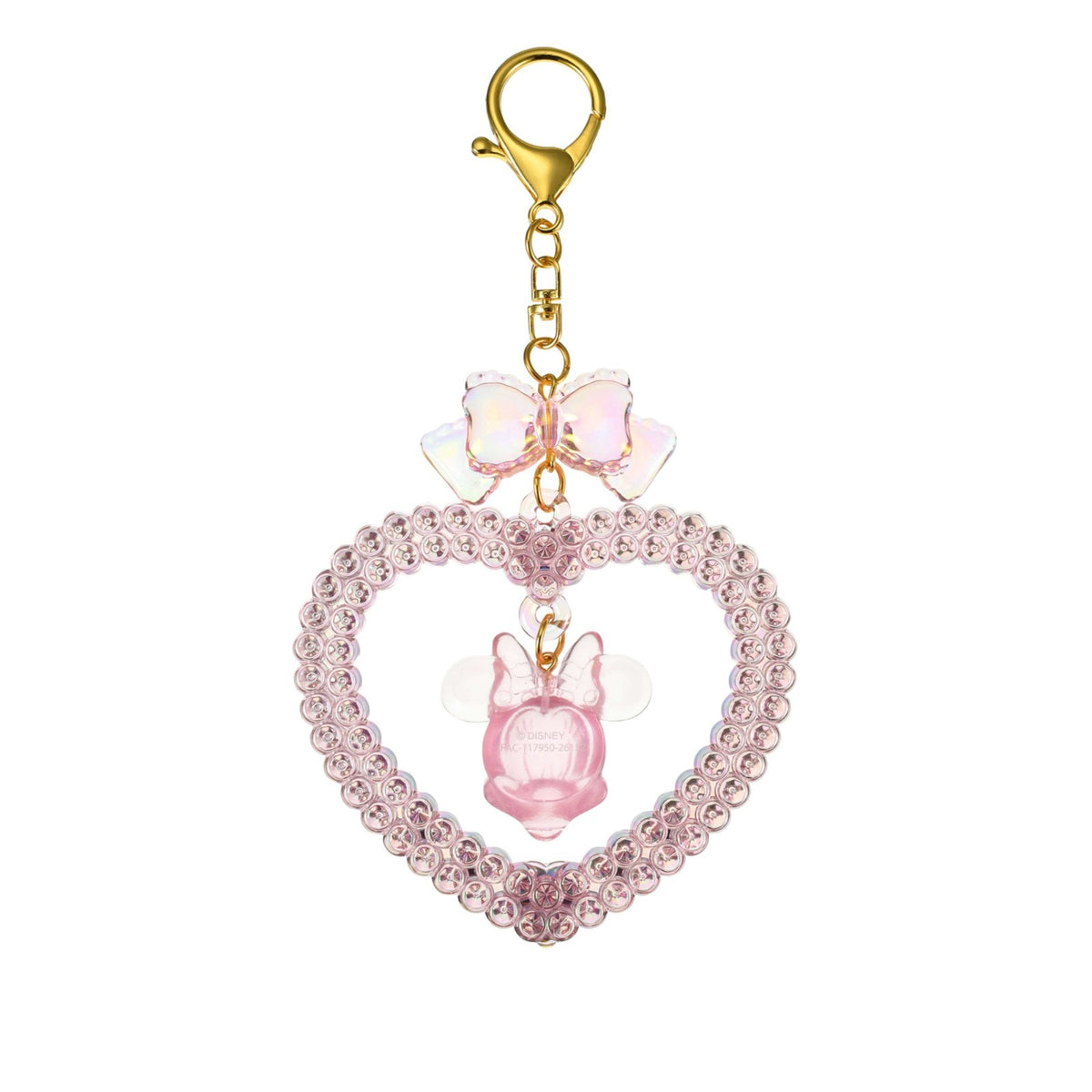 Japan Tokyo Disney Store Minnie Mouse Keychain Heart Glitter Lovely Fes
