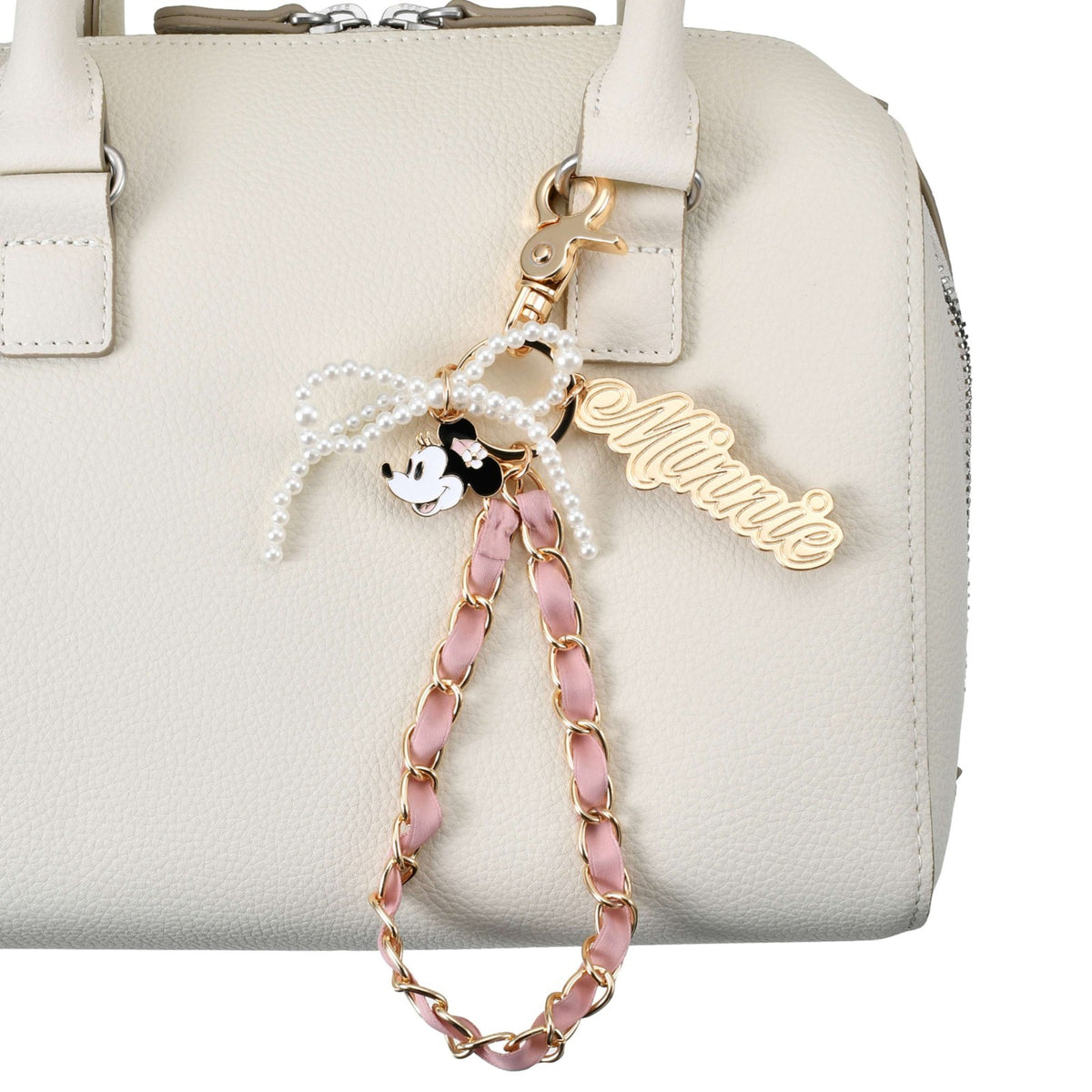 Japan Tokyo Disney Store Minnie Mouse Bag Charm with Name Logo OTONA CHARM
