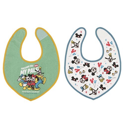 Japan Tokyo Disney Resort Let's go! Mickey Mouse Baby's Bib Set of 2
