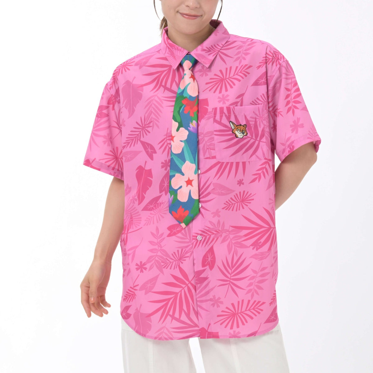 Japan Tokyo Disney Store Nick Wilde Short-Sleeve Shirt Tie TROPICAL ZOOTOPIA