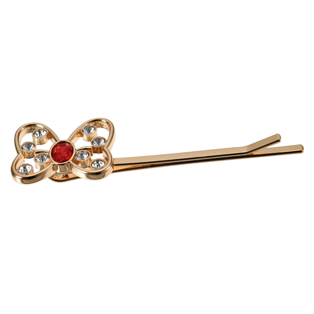 Japan Tokyo Disney Store Minnie Mouse Hairpin Stone Dot Ribbon