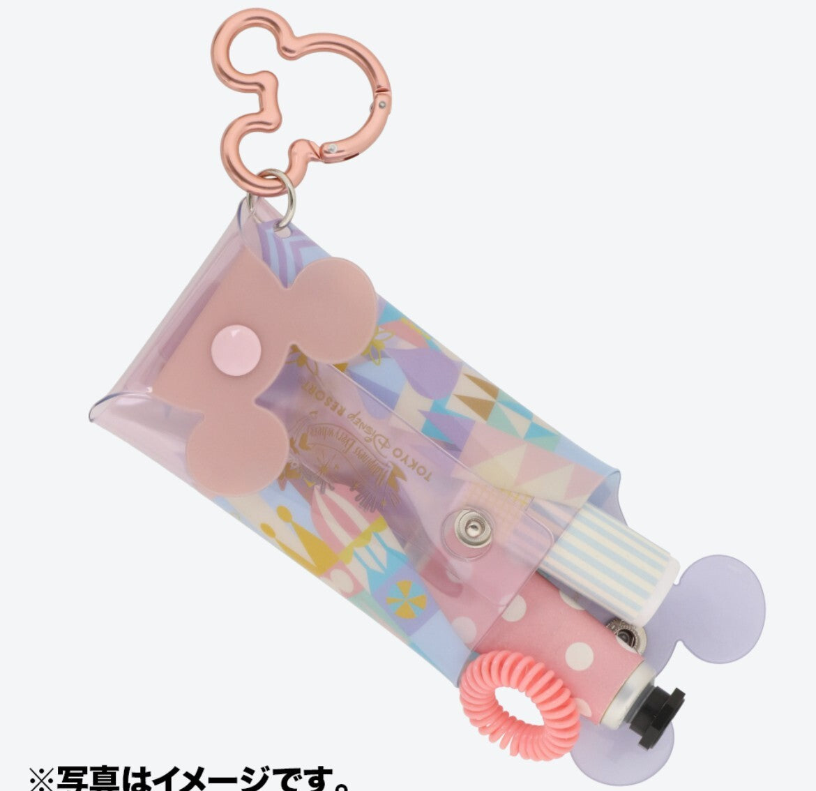 Japan Tokyo Disney Resort Park Motif Mickey Carabiner Keychain Pouch small world