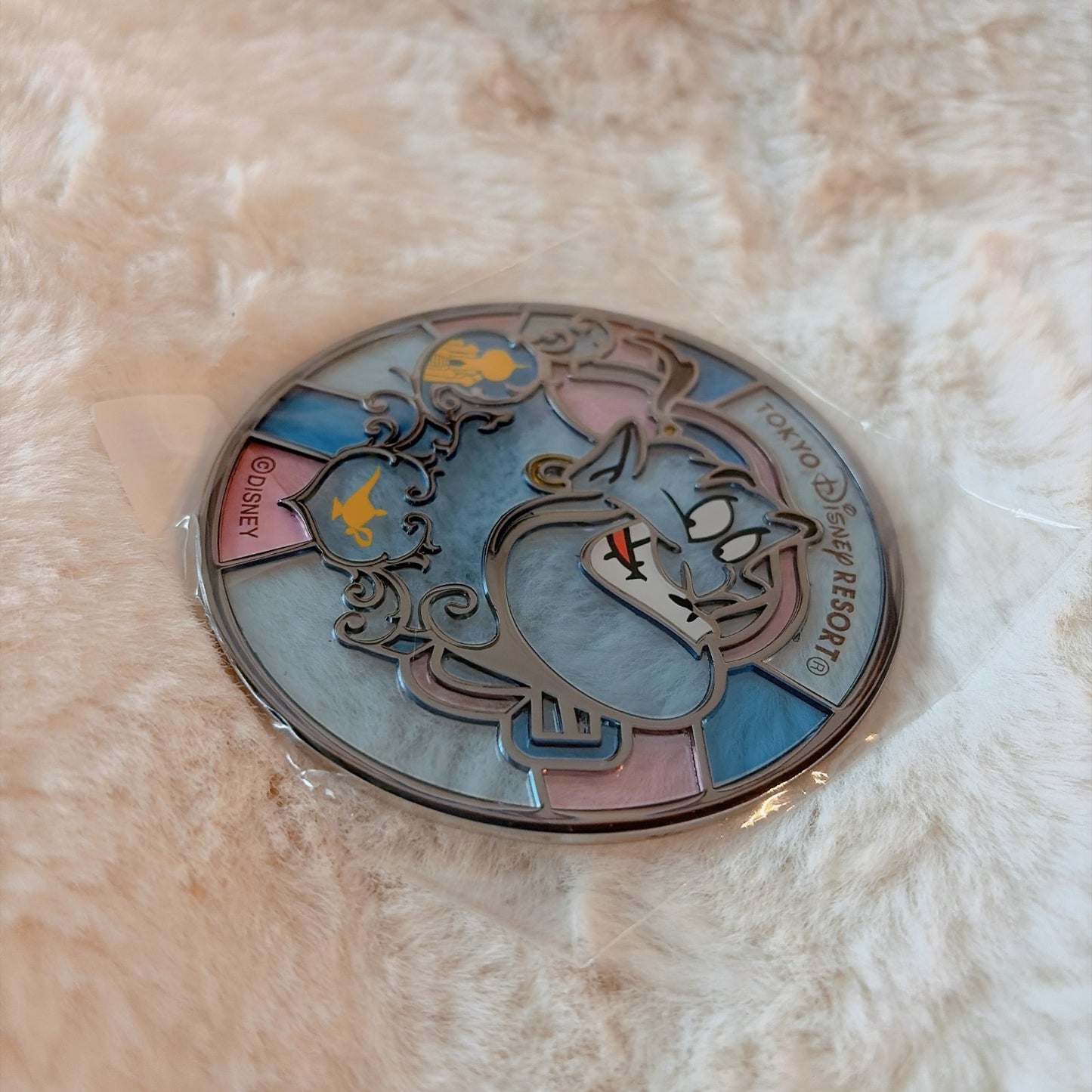 Japan Tokyo Disney Resort Stained Glass Coaster Glass Aladdin Genie
