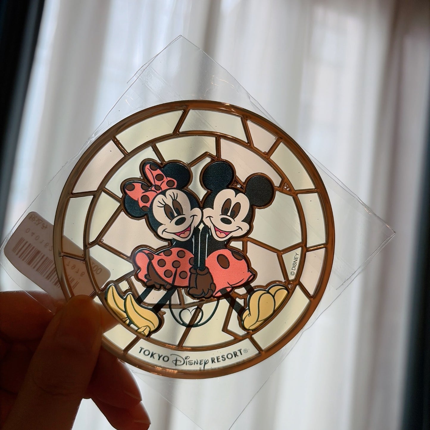 Japan Tokyo Disney Resort Stained Glass Coaster Glass Mickey & Minnie