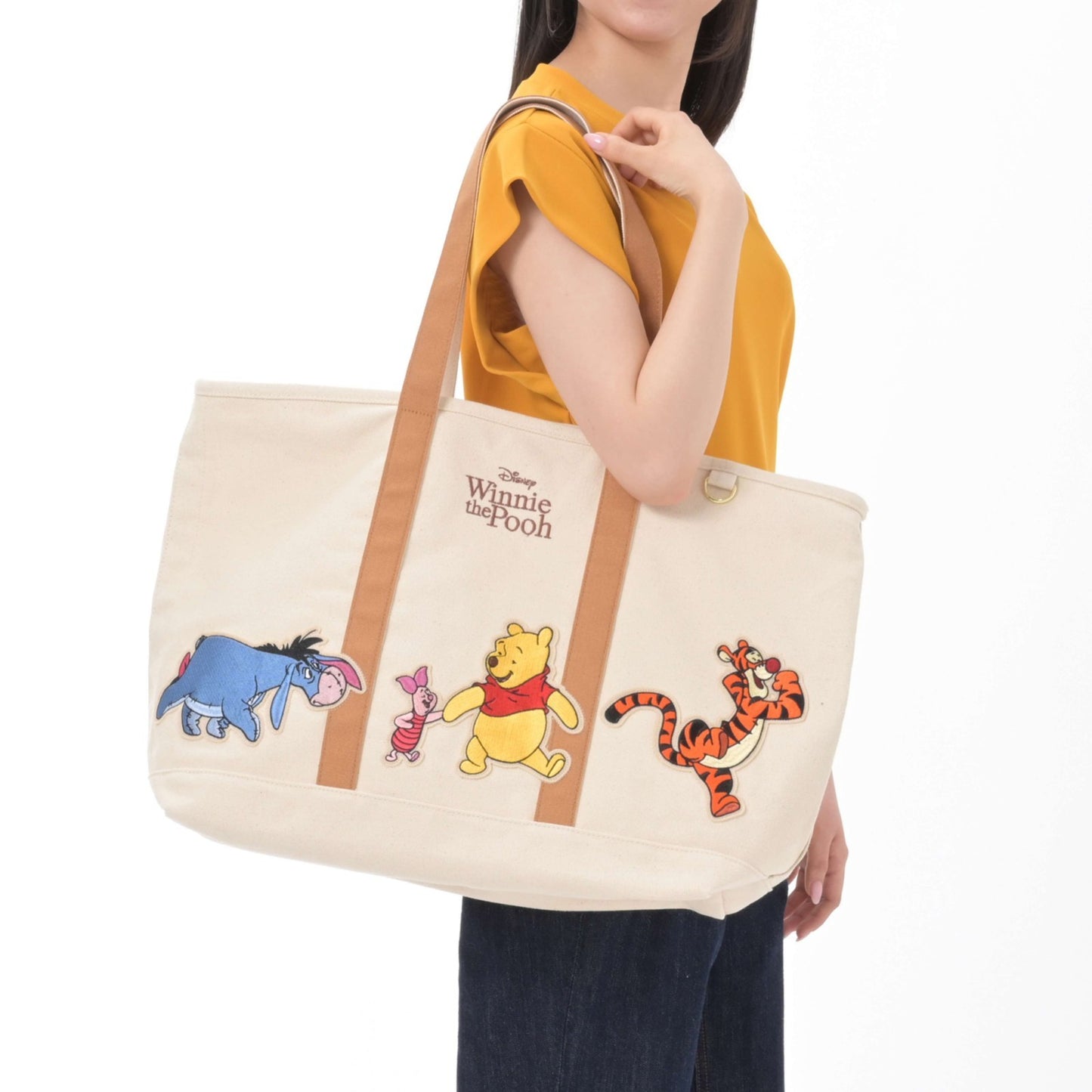 Japan Tokyo Disney Store Pooh Friends Tote Bag Walk Appliqué Collection