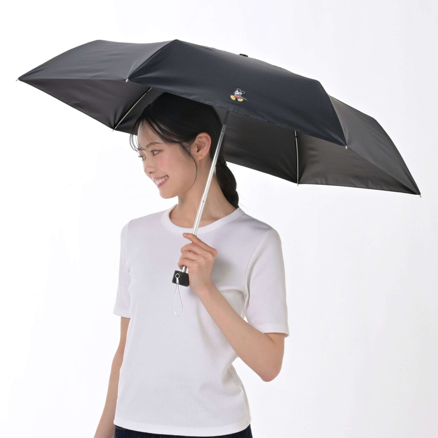 Japan Tokyo Disney Store Mickey Folding Umbrella Sunny Rainy Pouch SHINY DAY