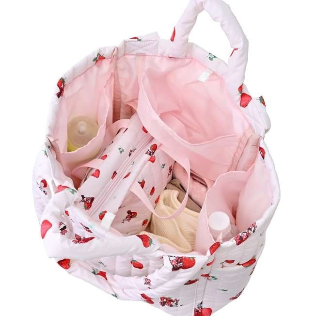 Japan Tokyo Disney Store Minnie Mouse Mother's Tote Bag Strawberry Hug