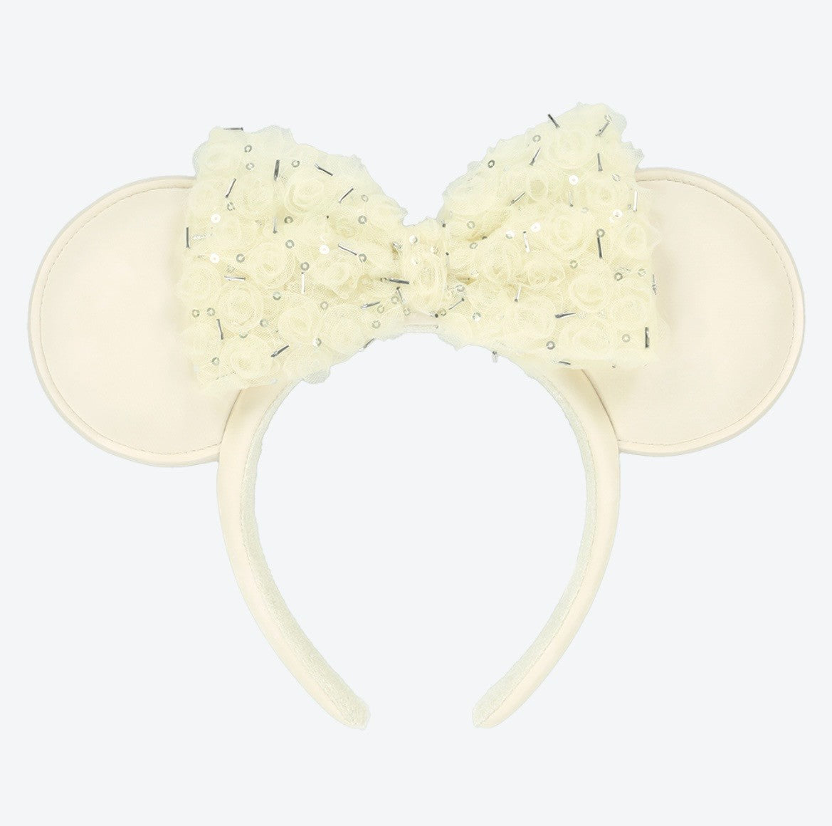 Japan Tokyo Disney Resort Minnie Mouse Ears Headband Free Size White Ribbon 2026