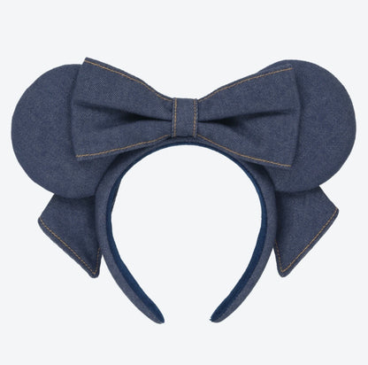 Japan Tokyo Disney Resort Minnie Mouse Ears Headband Denim Ribbon Free 2026