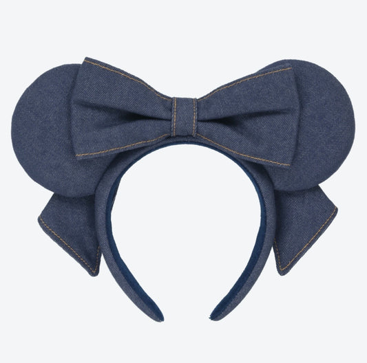 Japan Tokyo Disney Resort Minnie Mouse Ears Headband Denim Ribbon Free 2026