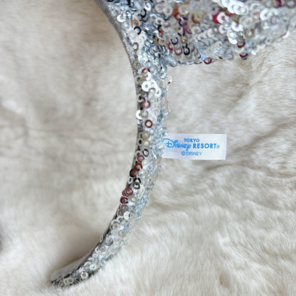 Japan Tokyo Disney Resort Ears HeadBand Hat Minnie Silver sequins shine
