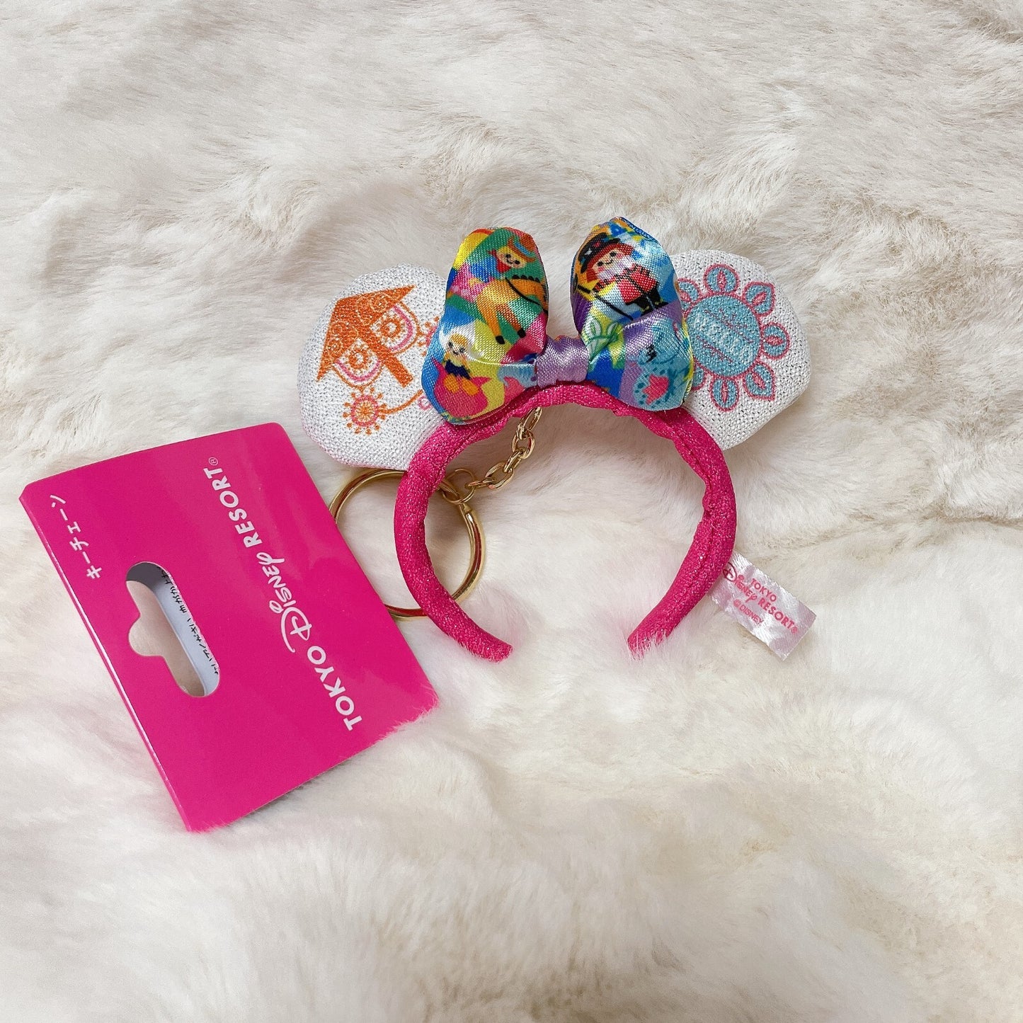 Japan Tokyo Disney Resort Sequin Headband Ears nuiMOs Keychain Small World