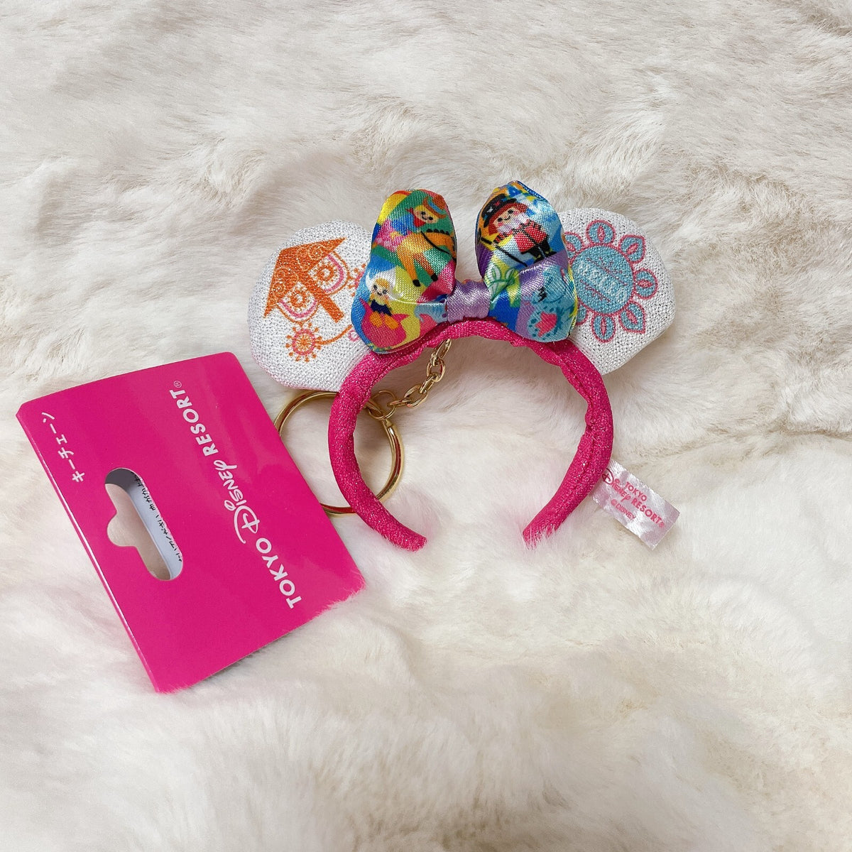 Japan Tokyo Disney Resort Sequin Headband Ears nuiMOs Keychain Small World