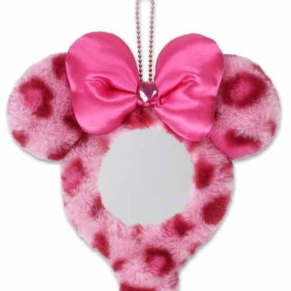 Japan Tokyo Disney Resort Minnie Mouse Mirror Fluffy Leopard Print