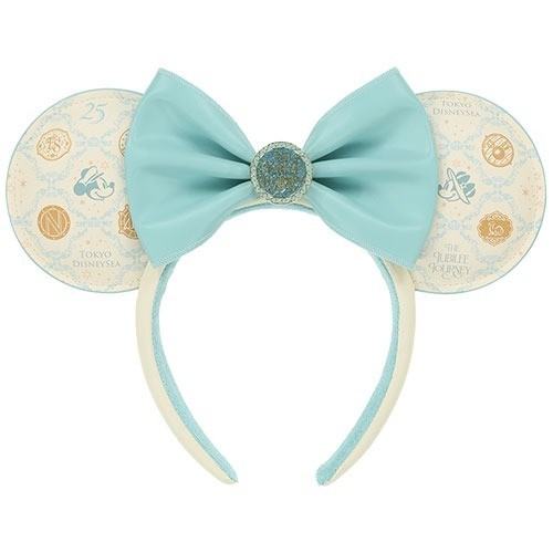Japan Tokyo Disney Resort Mickey Minnie Headband Sea 25th Ears Cap Ribbon