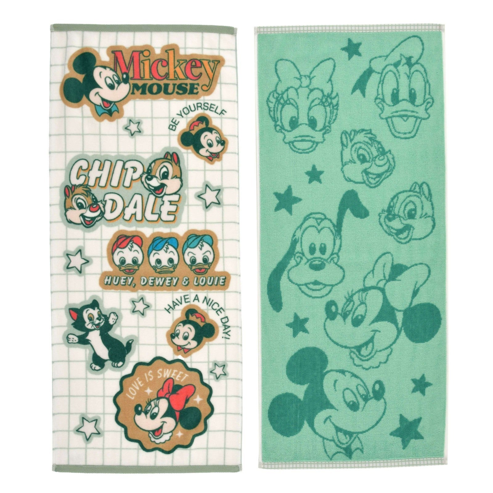 Japan Tokyo Disney Store Mickey & Friends Face Towel Set Sticker Style