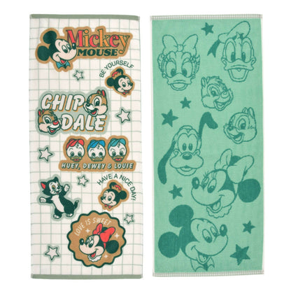 Japan Tokyo Disney Store Mickey & Friends Face Towel Set Sticker Style