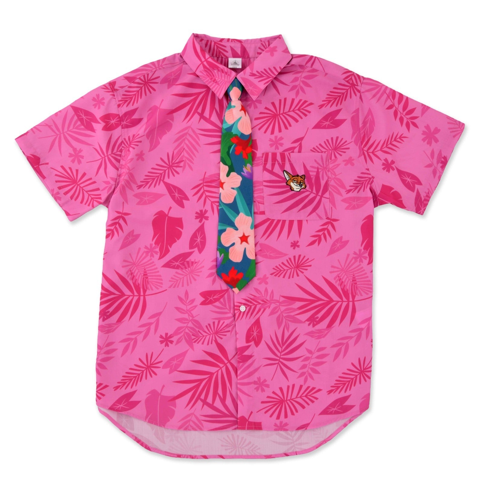 Japan Tokyo Disney Store Nick Wilde Short-Sleeve Shirt Tie TROPICAL ZOOTOPIA