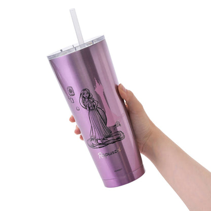 Japan Tokyo Disney Store Rapunzel Tumbler Stainless Steel with Straw Drinkware