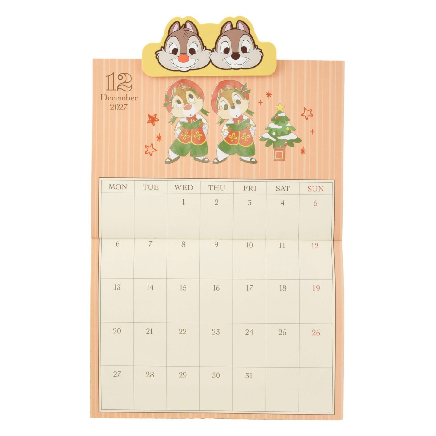 Japan Tokyo Disney Store Chip and Dale Wall CALENDAR & ORGANIZER 2027 with Clip