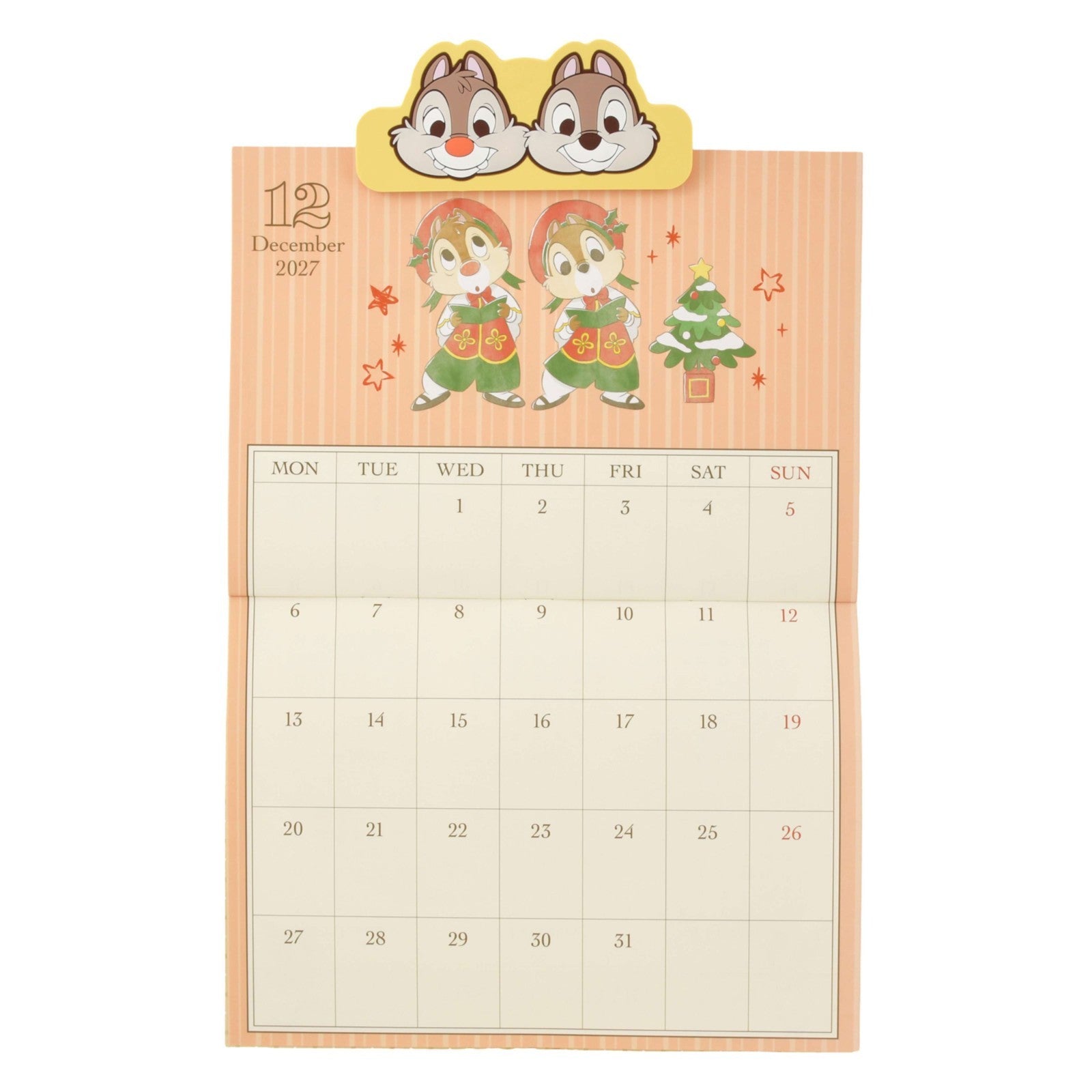 Japan Tokyo Disney Store Chip and Dale Wall CALENDAR & ORGANIZER 2027 with Clip