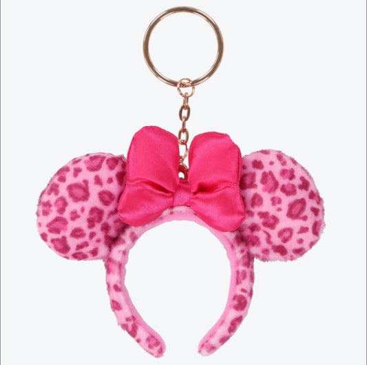 Japan Tokyo Disney Resort Pink Leopard Print Cute Ears Keychain Headband