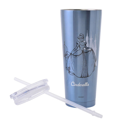 Japan Tokyo Disney Store Cinderella Tumbler Stainless Steel with Straw Drinkware