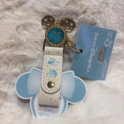 Japan Tokyo Disney Resort Mickey Minnie Headband & Ears Holder Keychain Sea 25th