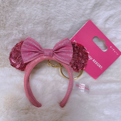 Japan Tokyo Disney Resort mickey Minnie Sequin Headband Ears nuiMOs Keychain