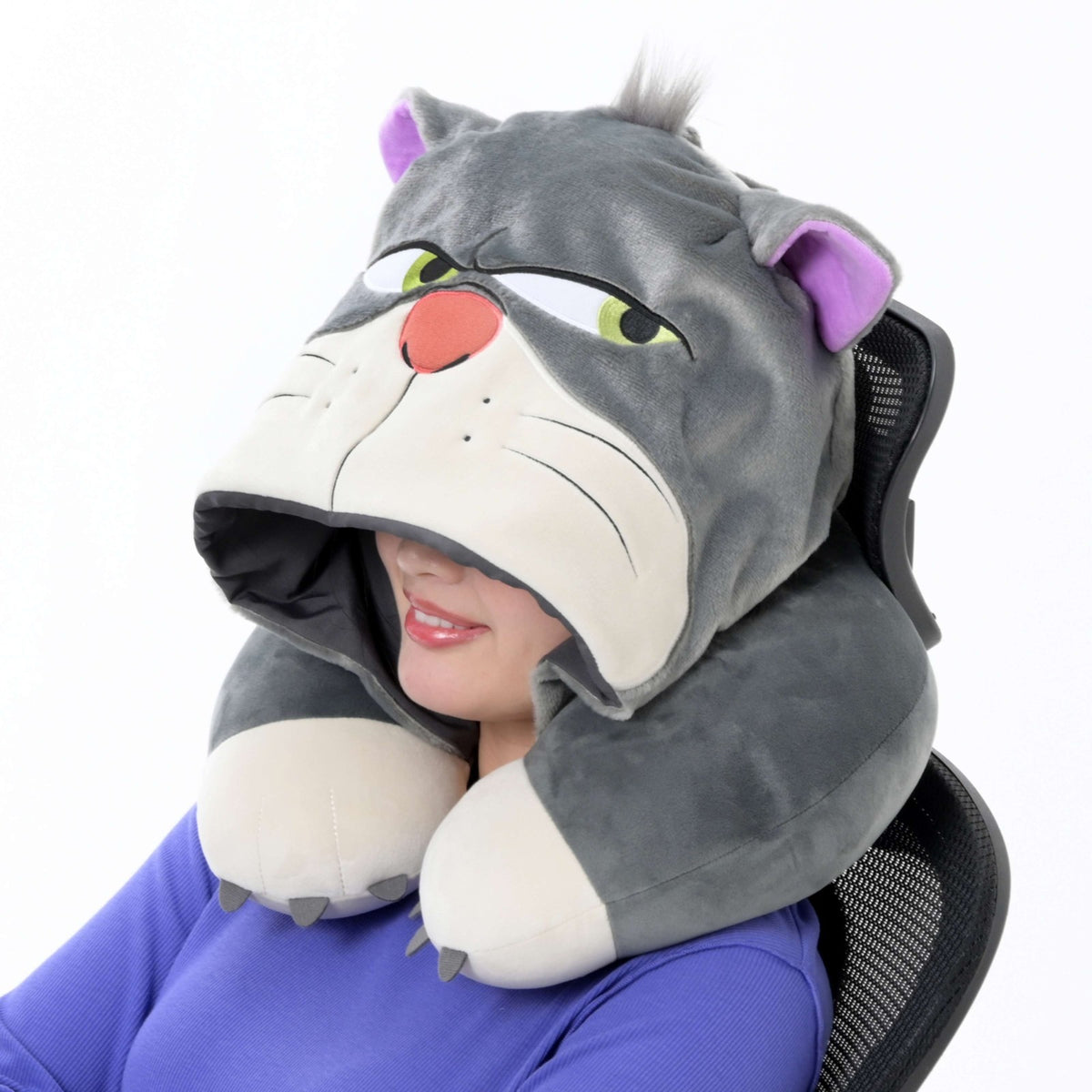 Japan Tokyo Disney Store Lucifer Neck Pillow Hood Cinderella