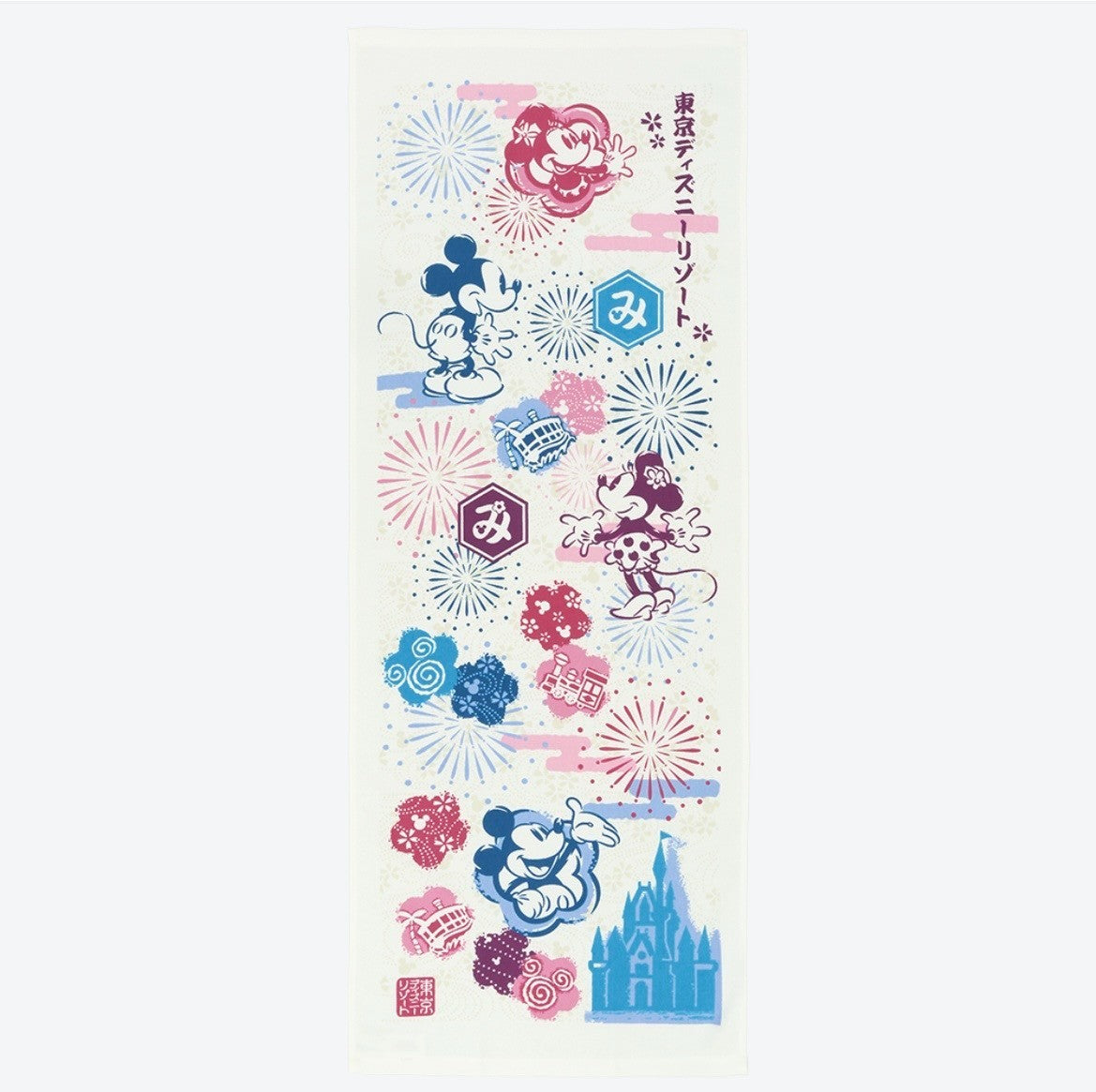 Japan Tokyo Disney Resort Mickey Mouse Mini Mouse Face Towel Japanese Pattern