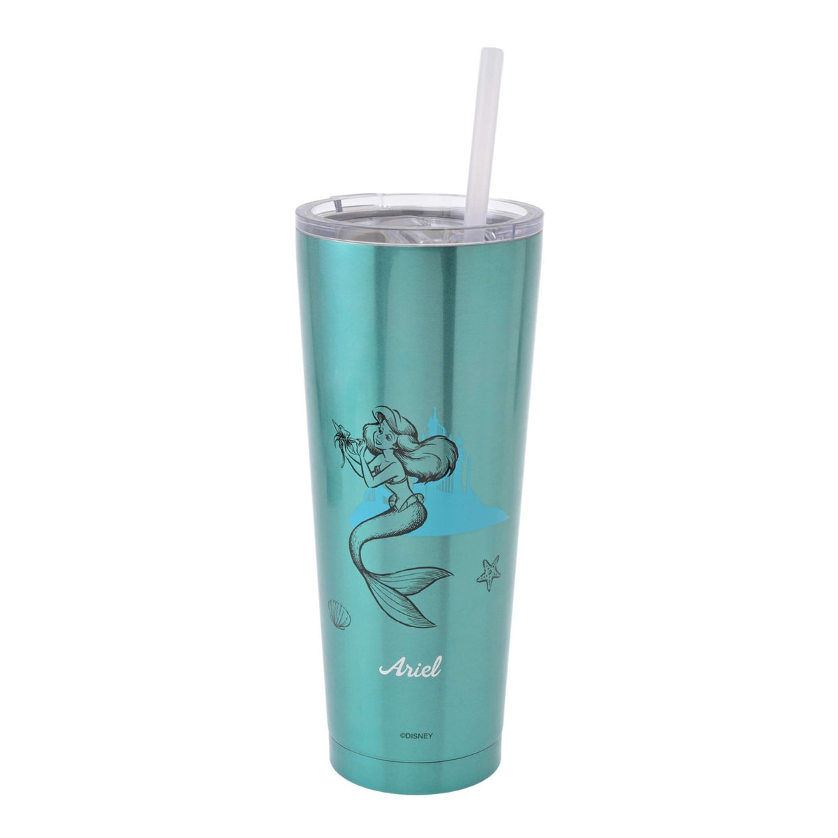 Japan Tokyo Disney Store Ariel Tumbler Stainless Steel with Straw Drinkware