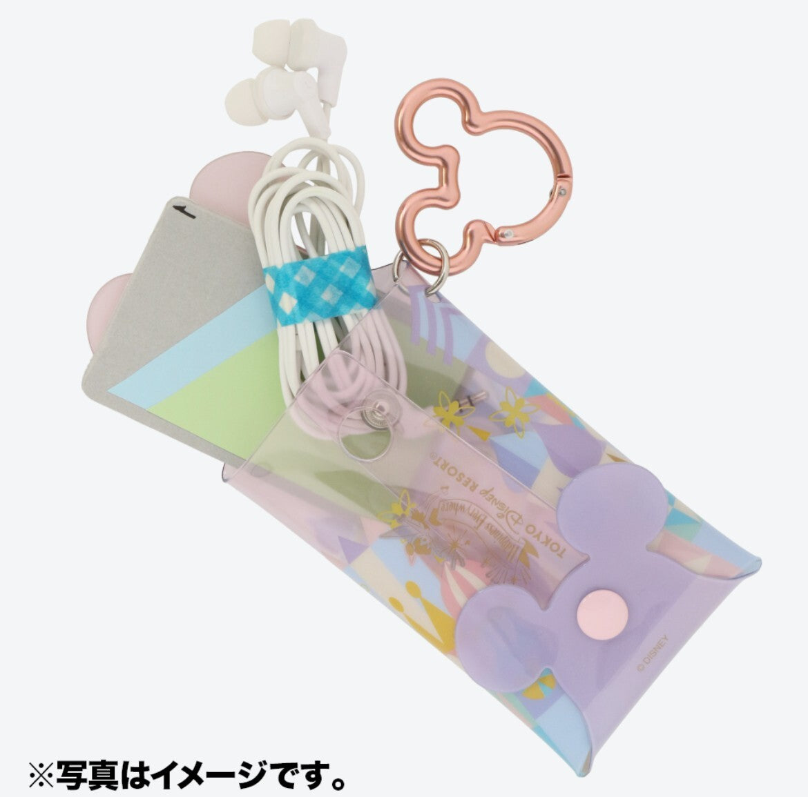 Japan Tokyo Disney Resort Park Motif Mickey Carabiner Keychain Pouch small world
