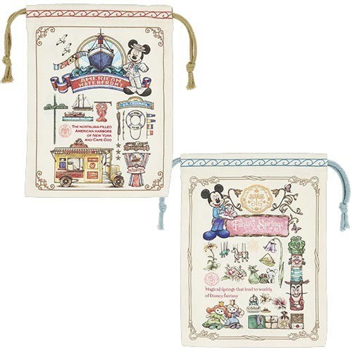 Japan Tokyo Disney Resort Mickey Mouse Drawstring Bag Set Sea 25th