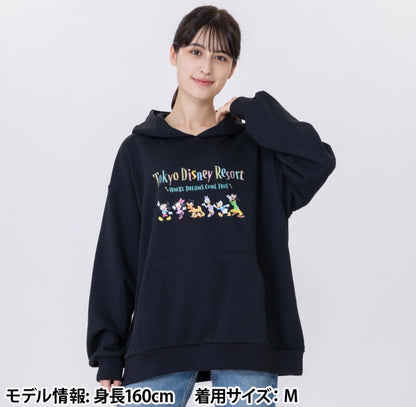Japan Tokyo Disney Resort Mickey and Friends Hoodie Black Long sleeve 2025 LL
