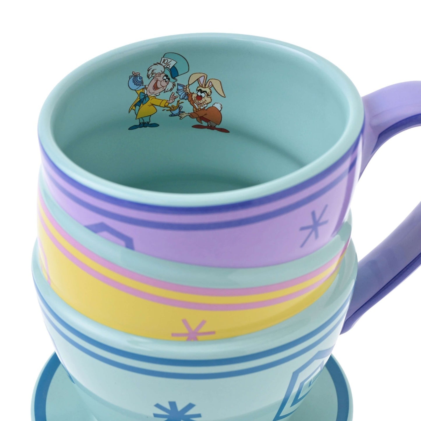 Japan Tokyo Disney Store Mad Hatter & March Hare Triple Teacup Mug Alice