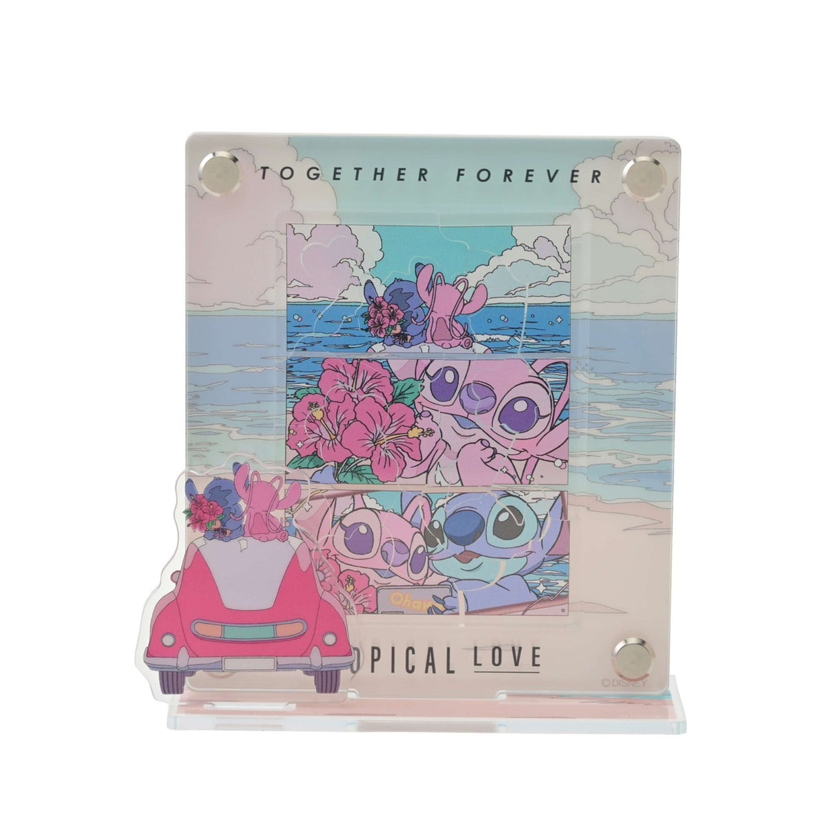 Japan Tokyo Disney Store Stitch & Angel Acrylic Stand Frame-Style Puzzle
