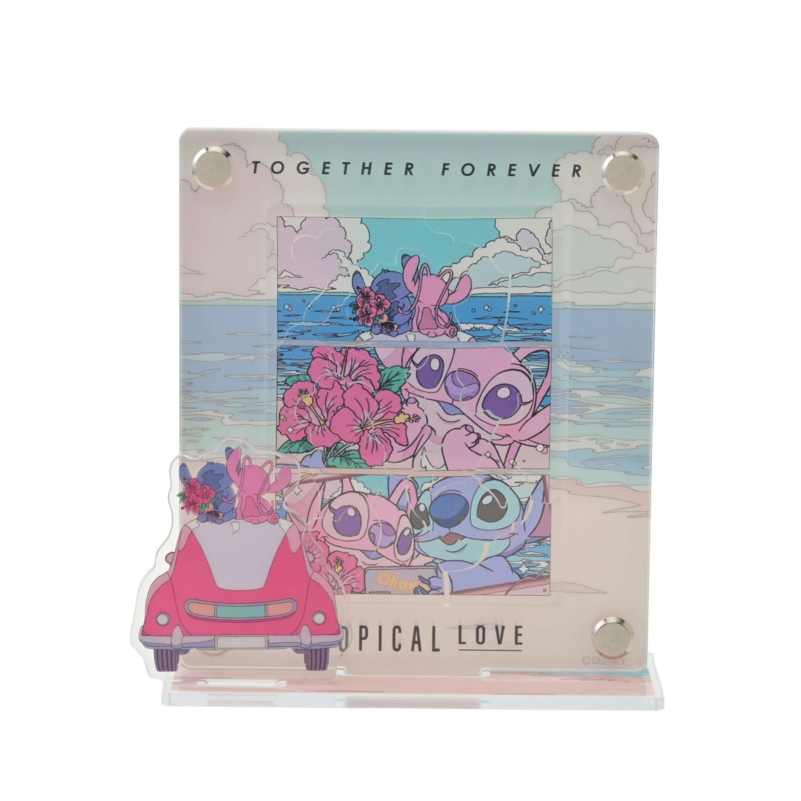 Japan Tokyo Disney Store Stitch & Angel Acrylic Stand Frame-Style Puzzle