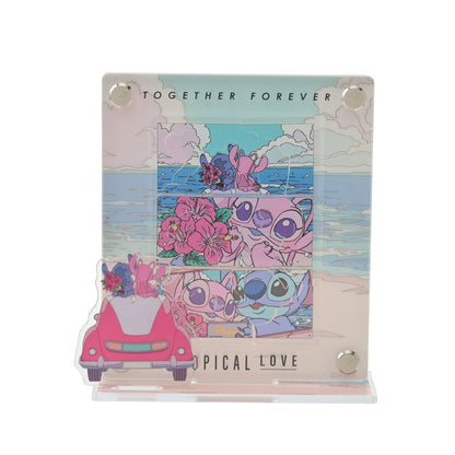 Japan Tokyo Disney Store Stitch & Angel Acrylic Stand Frame-Style Puzzle