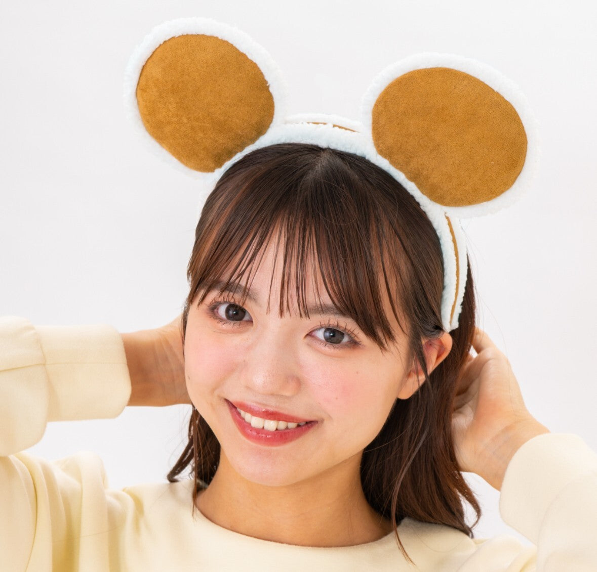 Japan Tokyo Disney Resort Ears HeadBand Hat Mickey Mouton Brown