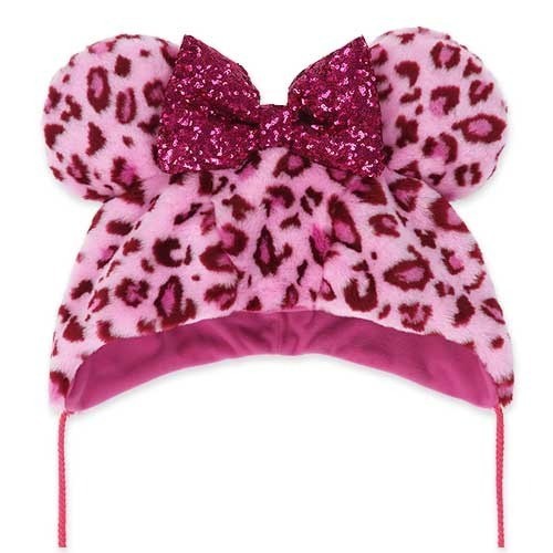 Japan Tokyo Disney Resort Minnie Fan Cap Fluffy Leopard print Pink