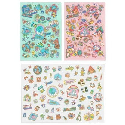 Japan Tokyo Disney Resort Mickey Mouse Clear Folder & Stickers Park Motif Memori