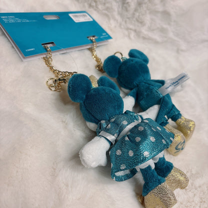 Japan Tokyo Disney Resort Sparkling Jubilee Mickey Minnie Plush Keychain 25th