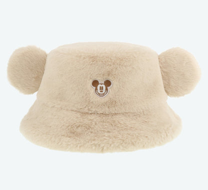 Japan Tokyo Disney Resort Ears Mickey limited Fluffy Winter Cap Hat White brown
