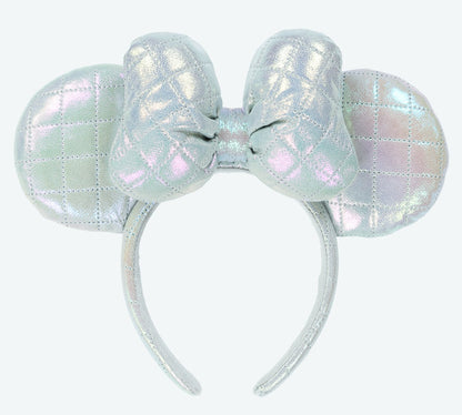 Japan Tokyo Disney Resort Ears HeadBand Hat Cap Aurora Shine Ribbon Minnie White