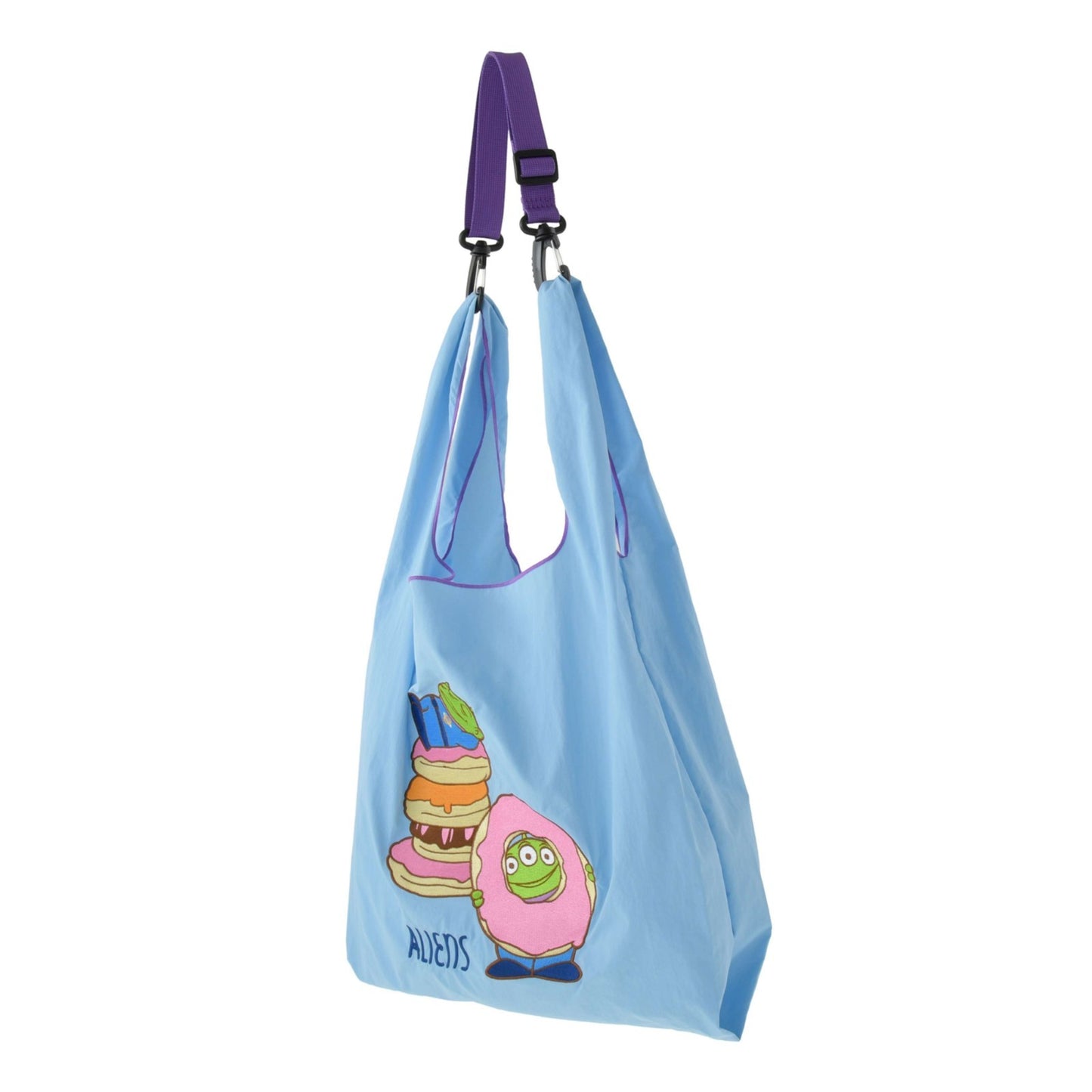 Japan Tokyo Disney Store Little Green Men Foldable 2-Way Embroidery Tote Bag